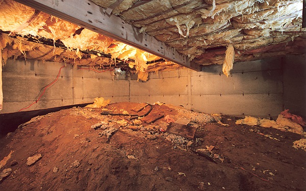 Dirty Crawl Space in Tennessee before Clean Space Crawl Space Encapsulation 